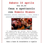 cena romolo bianco Sabato 16 aprile